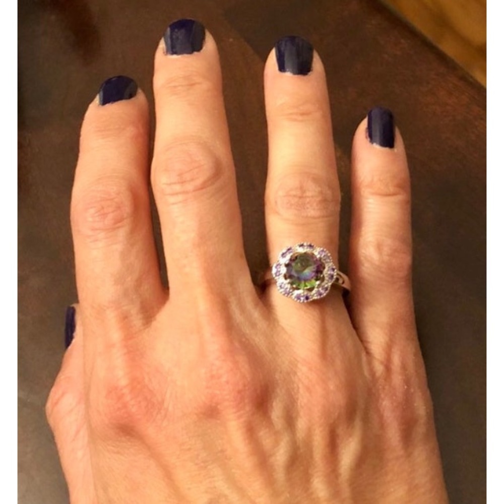 New Rainbow Mystic Topaz & Amethyst 925Ring Size 7 - Picture 2 of 9